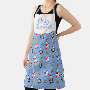 Penguins, Snowmen and Christmas trees Apron