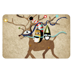 Penguins Travelling Winter Magnet