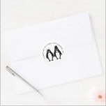 Penguins Wedding Classic Round Sticker<br><div class="desc">Wedding sticker penguins design that you can customise with any text of your choice. Should you require any help with customising then contact us through the link on this page. Penguin design wedding sticker.</div>