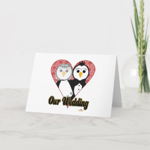 Penguins Wedding Lace Heart Our Wedding Card