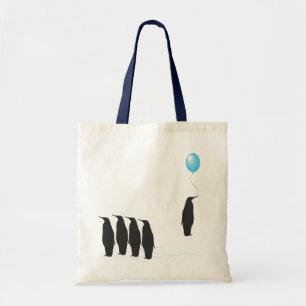 Penguins with balloon tote bag
