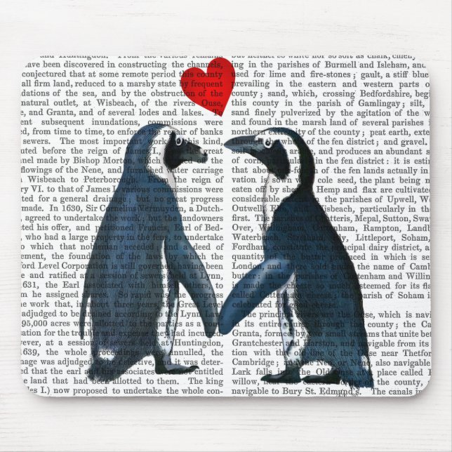 Penguins With Love Hearts Mouse Mat (Front)