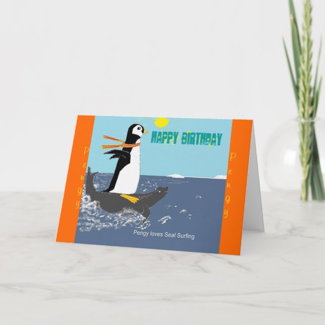 Pengy The Penguin Birthday Card. Card (Front)