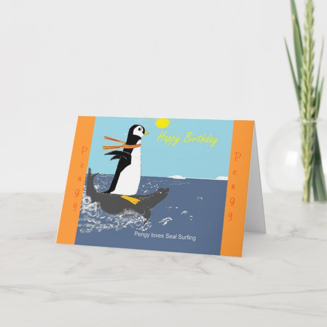 Pengy The Penguin Birthday Card. Card (Front)