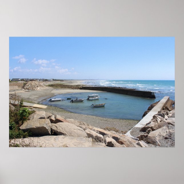 Penhors Harbour and Bay, Brittany, France Poster (Front)