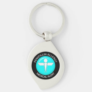Penicillin Medical Alert Metal Keychain