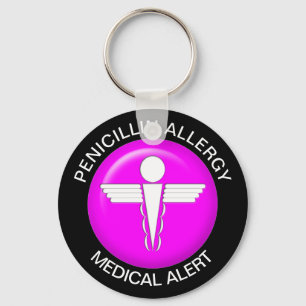 Penicillin Medical Alert Pink Key Ring