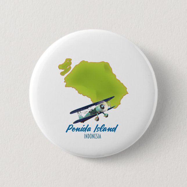 Penida island map 6 cm round badge (Front)