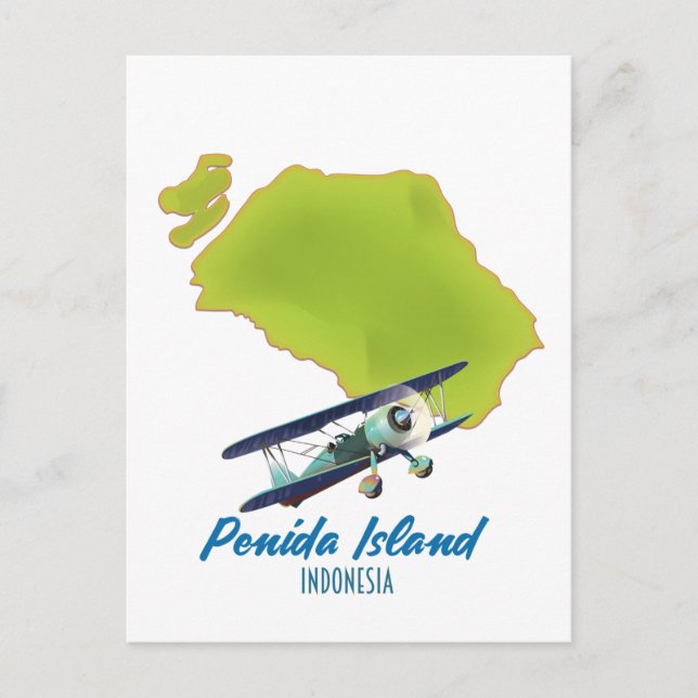 Penida island map postcard (Front)