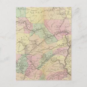 Penn railway map postcard