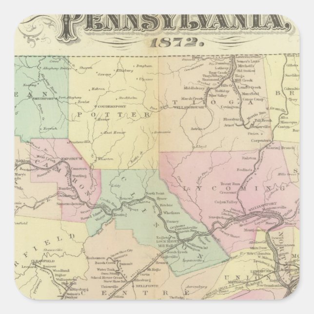 Penn railway map square sticker (Front)