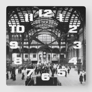 Penn Station New York City Vintage Railroad Square Wall Clock