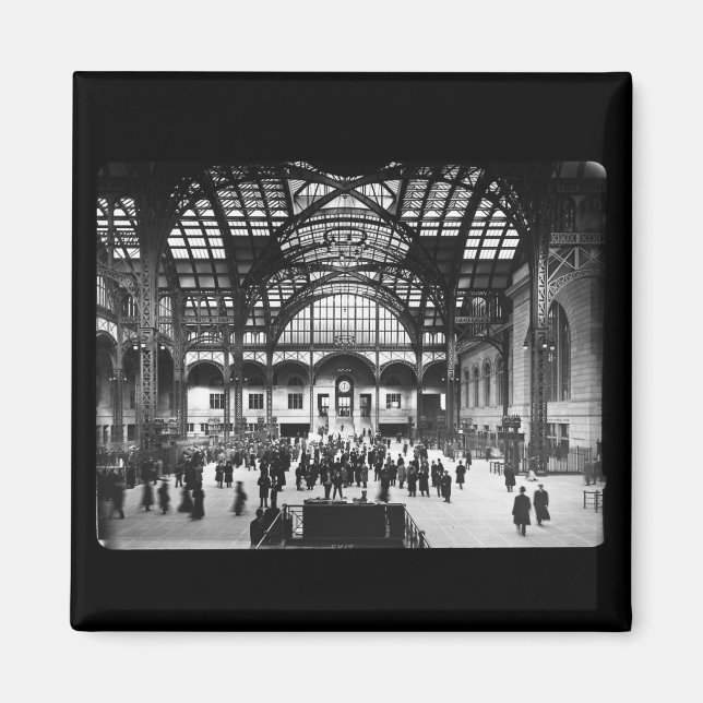 Penn Station NYC 1910 Magic Lantern Slide Magnet (Front)