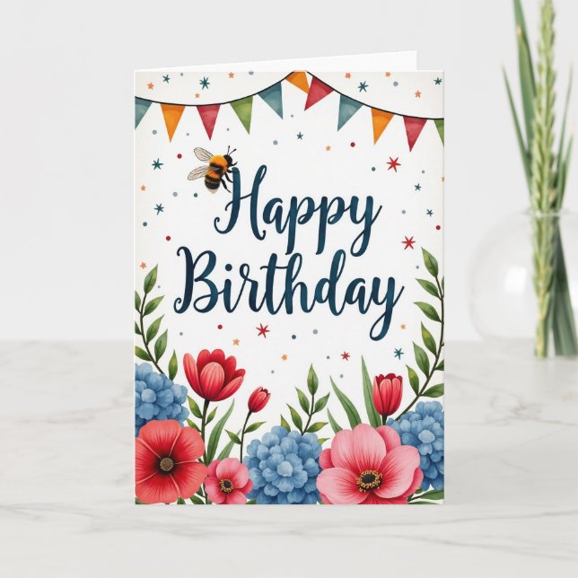 Pennant Celebration Birthday Card (Front)