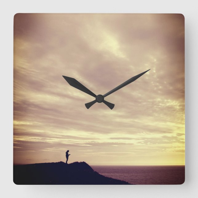 Pennard cliffs at sunset, Gower, Swansea Square Wall Clock (Front)