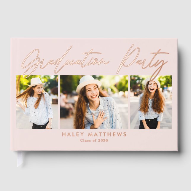 Penned Party Foil Photo Graduation Guest Book (Front)