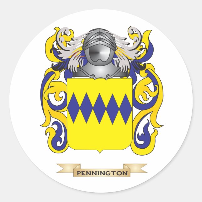 Pennington Coat of Arms (Family Crest) Classic Round Sticker (Front)