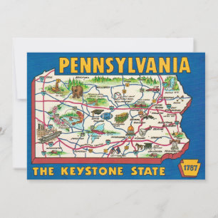 Pennsylvania 11x14 Map Jigsaw Puzzle Thank You Card