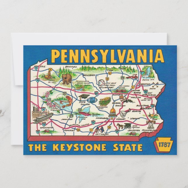 Pennsylvania 11x14 Map Jigsaw Puzzle Thank You Card (Front)