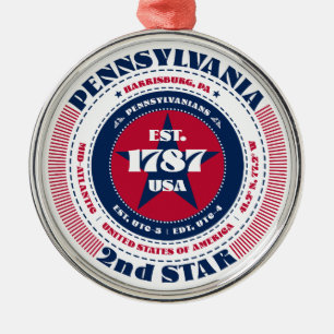 Pennsylvania 2nd State Christmas Ornament