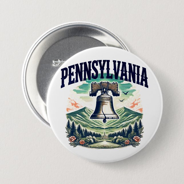 Pennsylvania 7.5 Cm Round Badge (Front & Back)