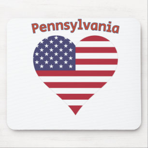 Pennsylvania American Flag Heart Mouse Mat