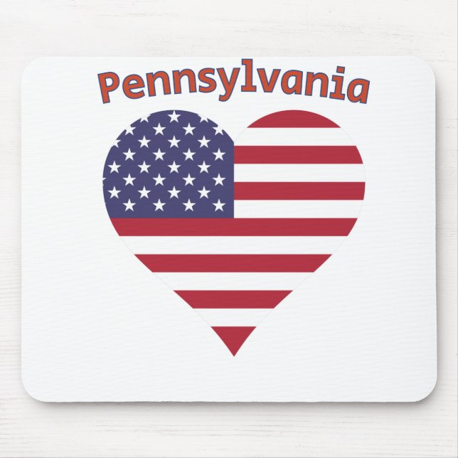 Pennsylvania American Flag Heart Mouse Mat (Front)