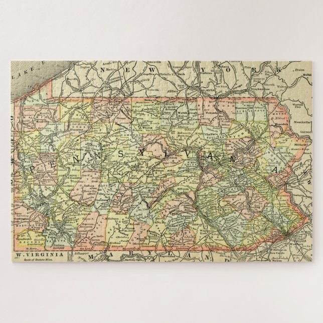 Pennsylvania Antique Map Jigsaw Puzzle (Horizontal)