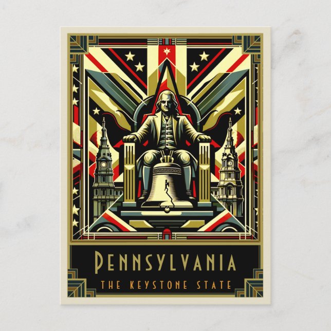 Pennsylvania | Art Deco Postcard (Front)