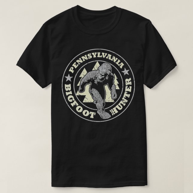 Pennsylvania Bigfoot Hunter Believe State Pride  T-Shirt (Design Front)