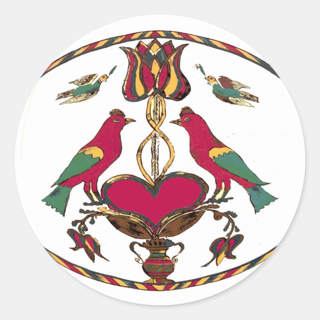 Pennsylvania Birds Hex Sign Classic Round Sticker (Front)