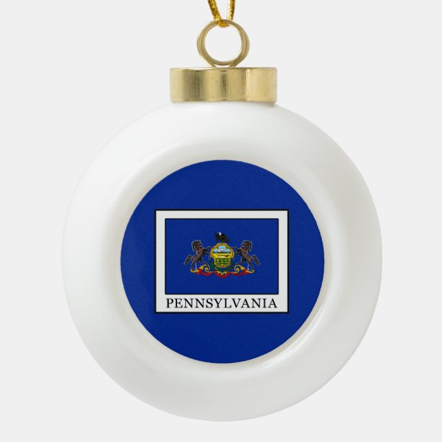 Pennsylvania Ceramic Ball Christmas Ornament (Front)