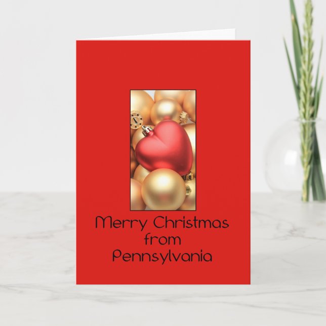 Pennsylvania  Christmas Card, state specific Holiday Card (Front)