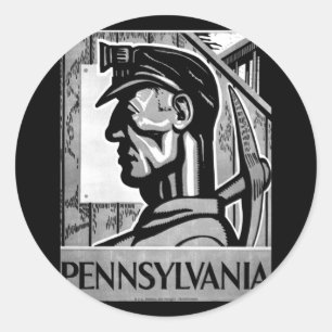 Pennsylvania Coal Poster WPA 1938 Classic Round Sticker