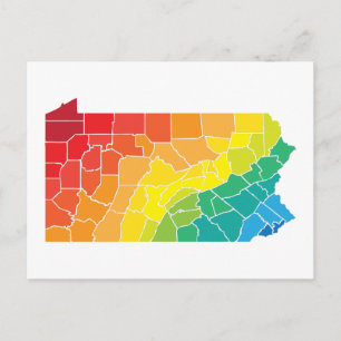 pennsylvania colour counties postcard