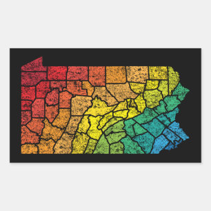 pennsylvania colour counties rectangular sticker