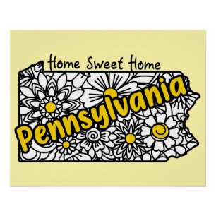Pennsylvania Doodle Flowers Poster