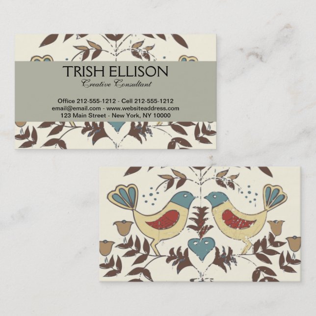 Pennsylvania Dutch Amish Hex Sign Bird Americana Business Card (Front/Back)
