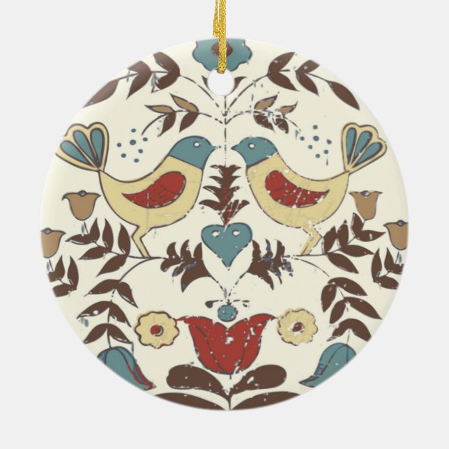 Pennsylvania Dutch Amish Hex Sign Bird Americana Ceramic Tree Decoration (Back)