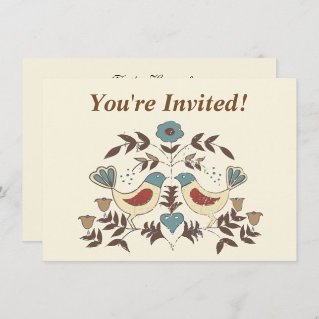 Pennsylvania Dutch Amish Hex Sign Bird Americana Invitation (Front/Back)