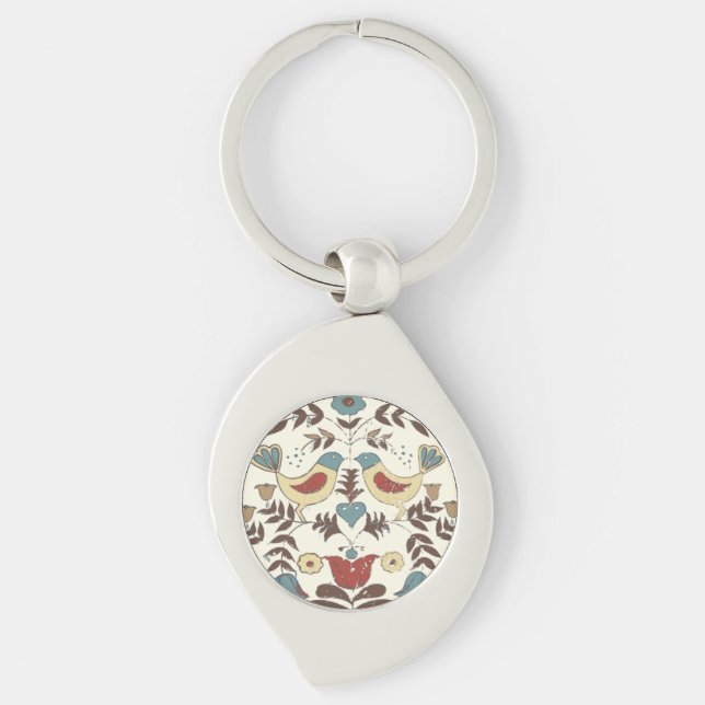 Pennsylvania Dutch Amish Hex Sign Bird Americana Key Ring (Front)