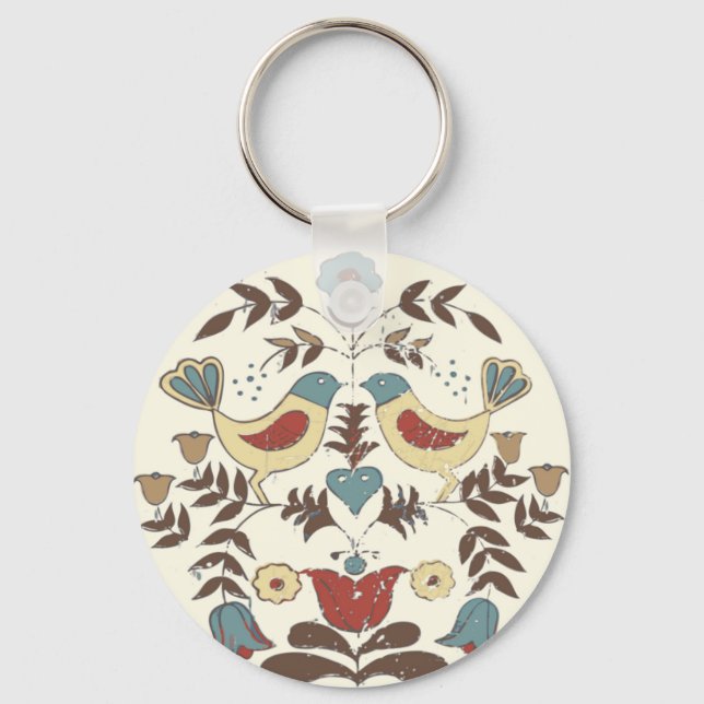 Pennsylvania Dutch Amish Hex Sign Bird Americana Key Ring (Front)