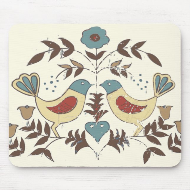 Pennsylvania Dutch Amish Hex Sign Bird Americana Mouse Mat (Front)
