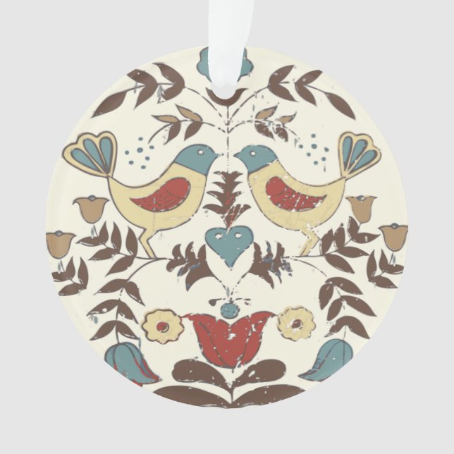 Pennsylvania Dutch Amish Hex Sign Bird Americana Ornament (Front)