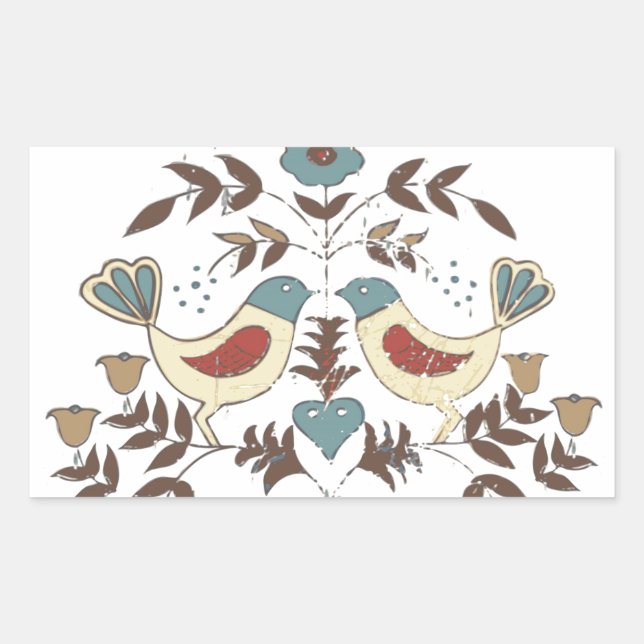 Pennsylvania Dutch Amish Hex Sign Bird Americana Rectangular Sticker (Front)