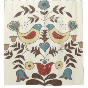 Pennsylvania Dutch Amish Hex Sign Bird Americana Shower Curtain