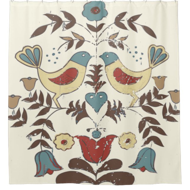 Pennsylvania Dutch Amish Hex Sign Bird Americana Shower Curtain (Front)