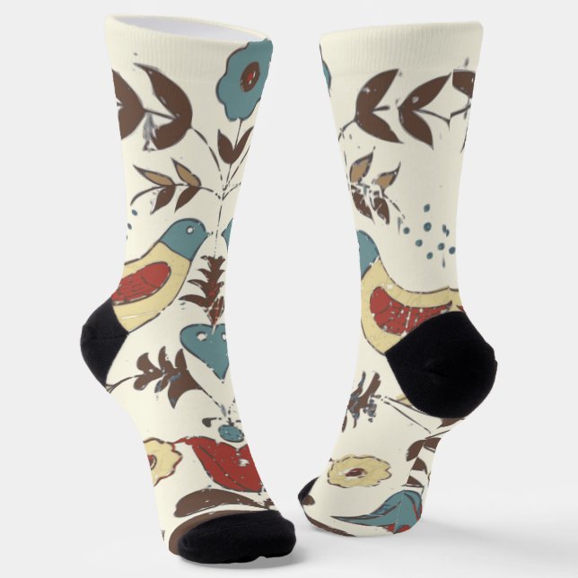 Pennsylvania Dutch Amish Hex Sign Bird Americana Socks (Angled)