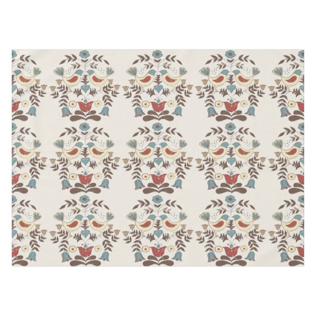 Pennsylvania Dutch Amish Hex Sign Bird Americana Tablecloth (Front (Horizontal))