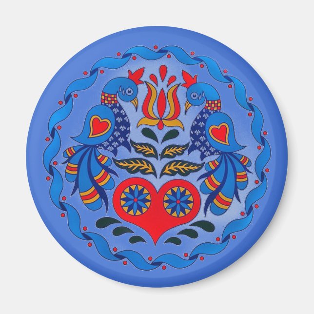 Pennsylvania Dutch Hex Blue Birds Magnet (Front)